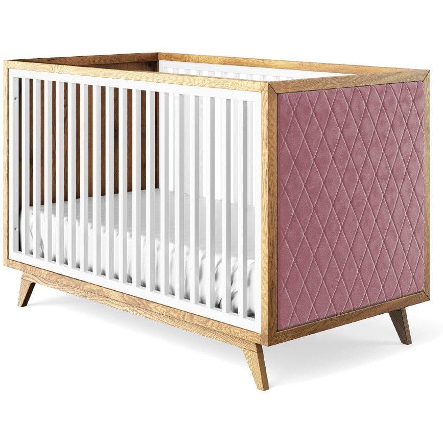 Romina Cribs Solid White / Pink Velvet Romina Uptown Classic Crib (Tufted Sides)