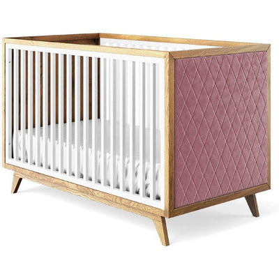 Romina Cribs Solid White / Pink Velvet Romina Uptown Classic Crib (Tufted Sides)
