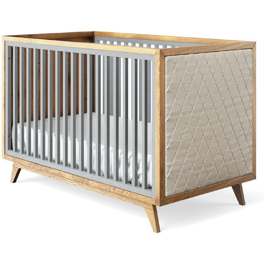 Romina Cribs Washed Grey / Beige Linen Romina Uptown Classic Crib (Tufted Sides)