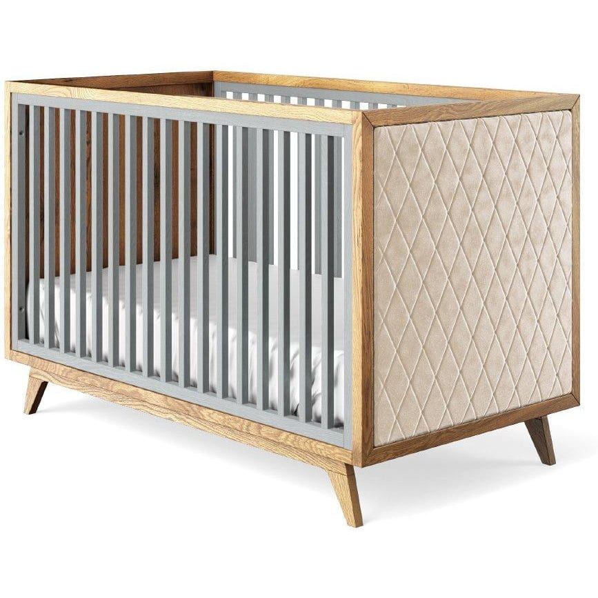 Romina Cribs Washed Grey / Beige Velvet Romina Uptown Classic Crib (Tufted Sides)