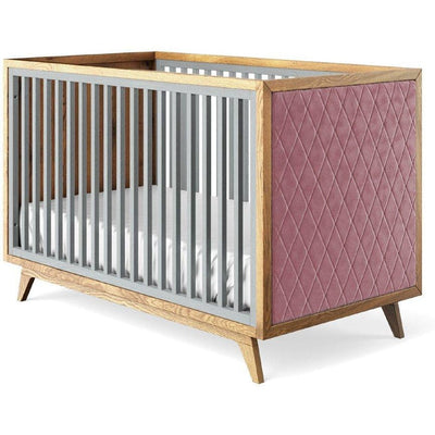 Romina Cribs Washed Grey / Pink Velvet Romina Uptown Classic Crib (Tufted Sides)