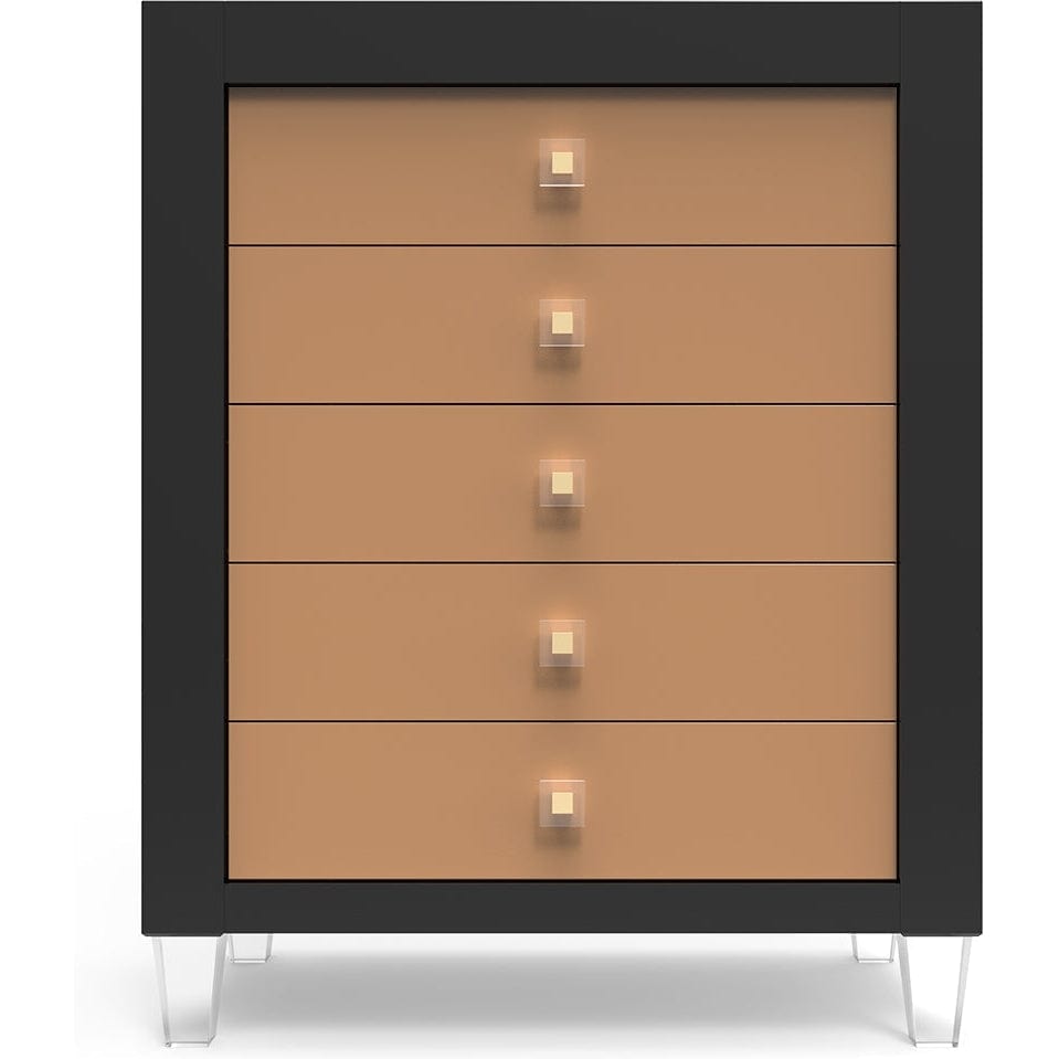 Romina Dressers Solid Black / Metallic Gold Romina Millenario Tall Chest