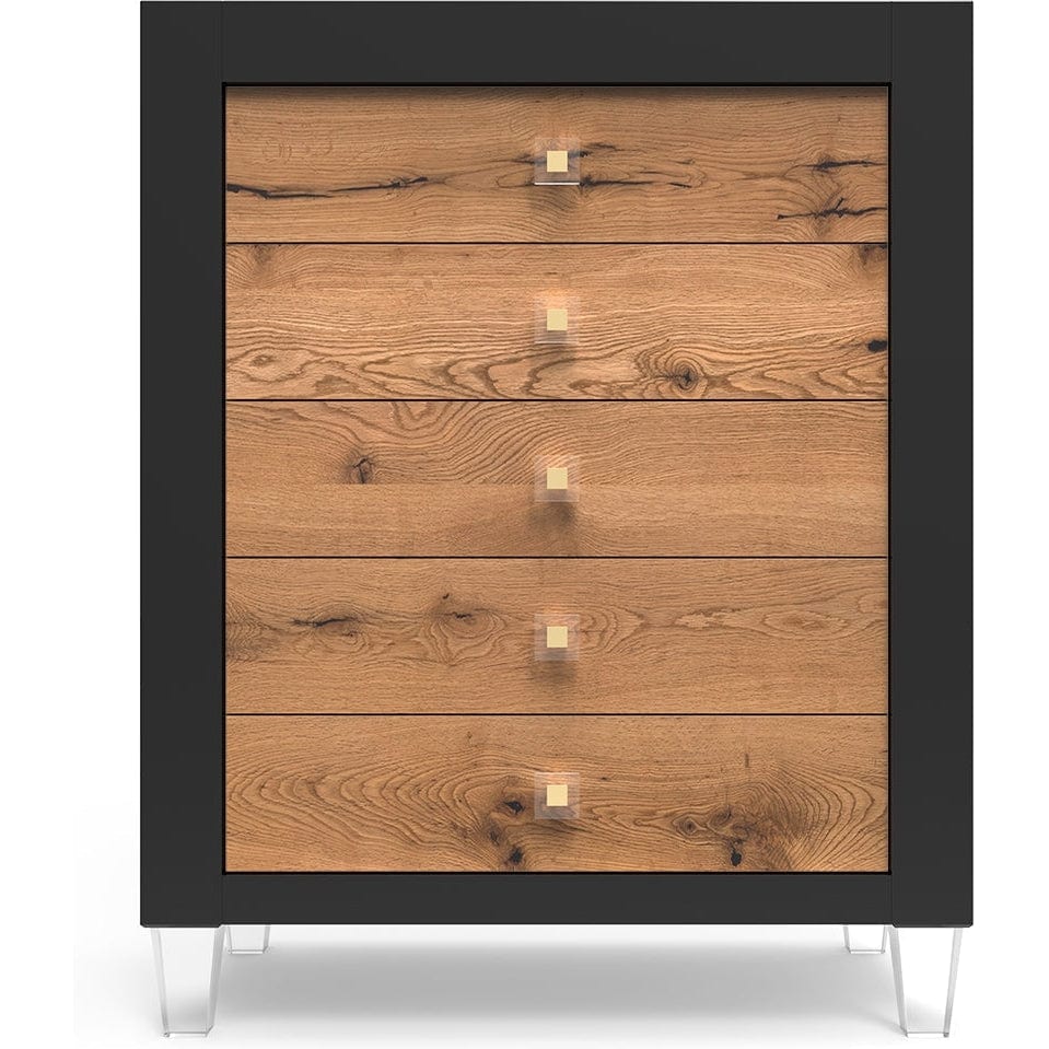 Romina Dressers Solid Black / White Oak Romina Millenario Tall Chest