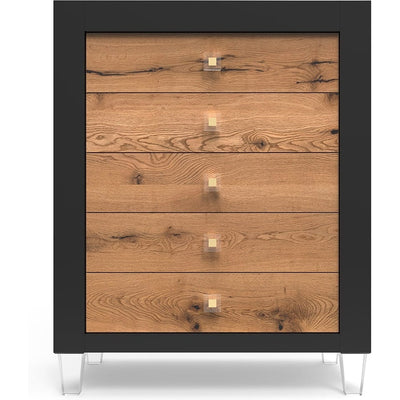 Romina Dressers Solid Black / White Oak Romina Millenario Tall Chest