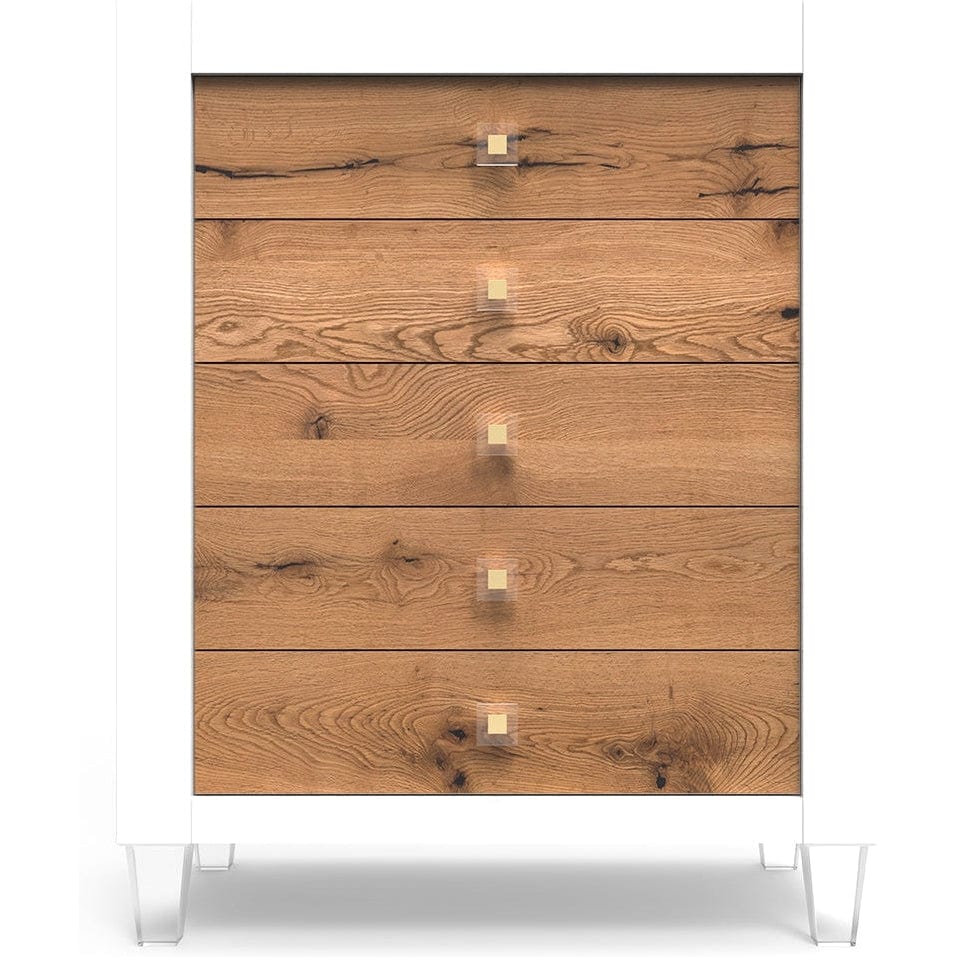 Romina Dressers Solid White / White Oak Romina Millenario Tall Chest