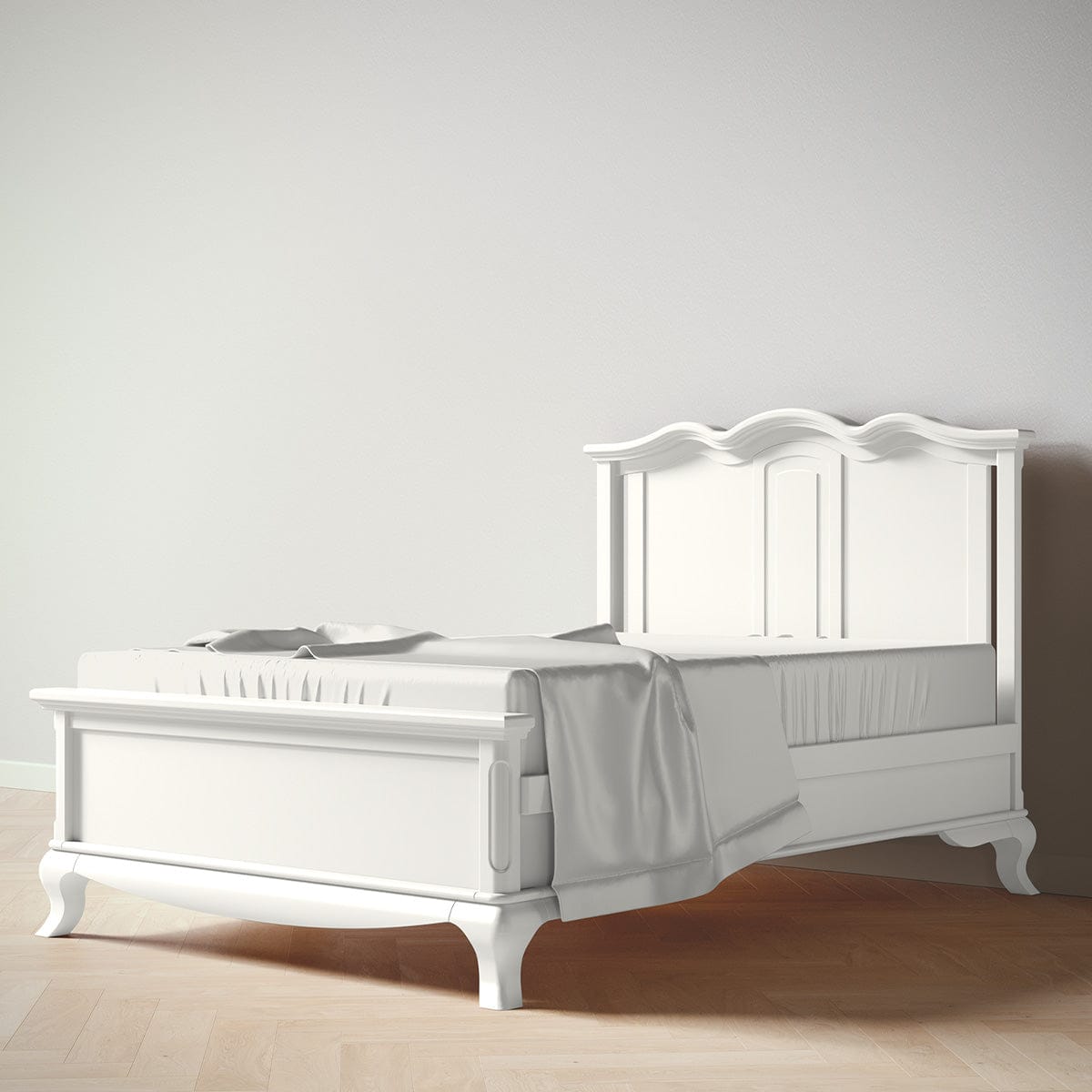 Romina Furniture Beds - Full Solid White Romina Cleopatra Full Bed / Solid Back