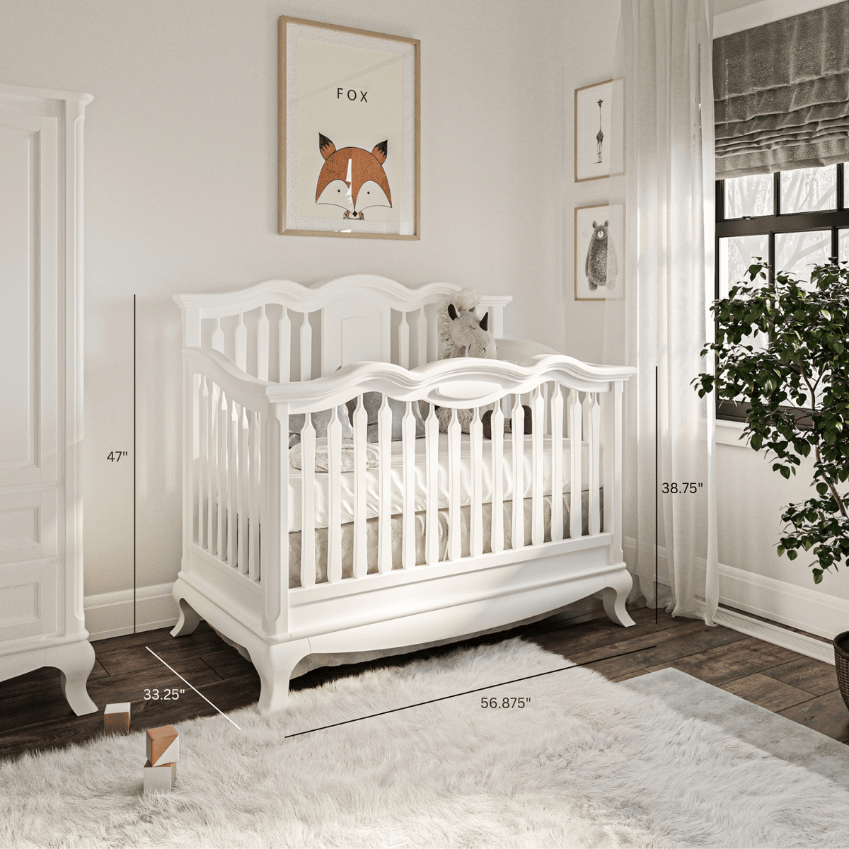 Romina Furniture Cribs Romina Cleopatra Convertible Crib / Open Back