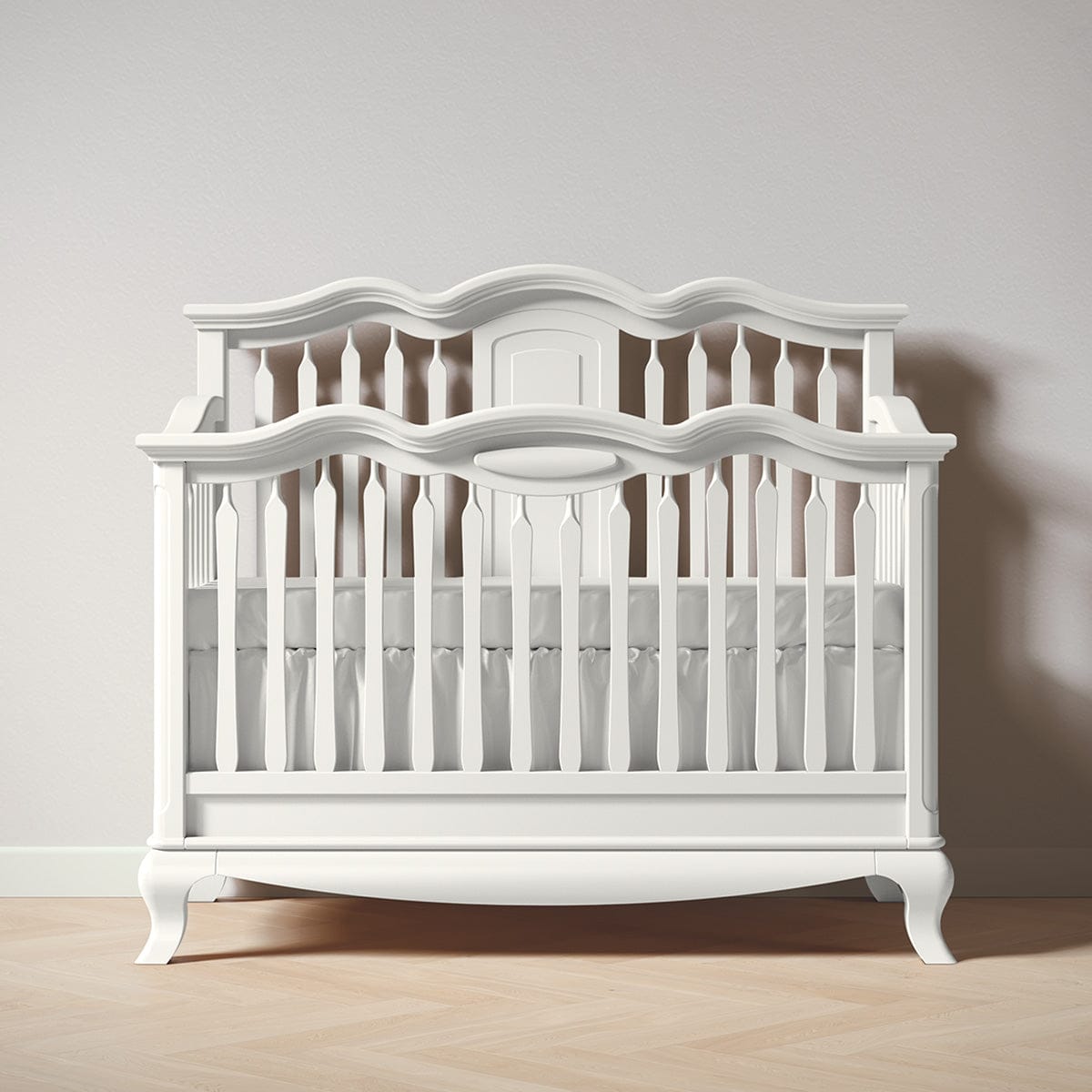 Romina Furniture Cribs Solid White Romina Cleopatra Convertible Crib / Open Back