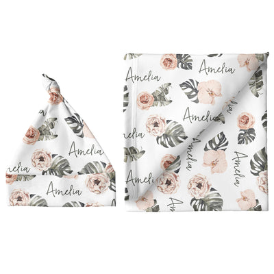 Sugar + Maple Large Blanket & Hat Set - Tropical Floral