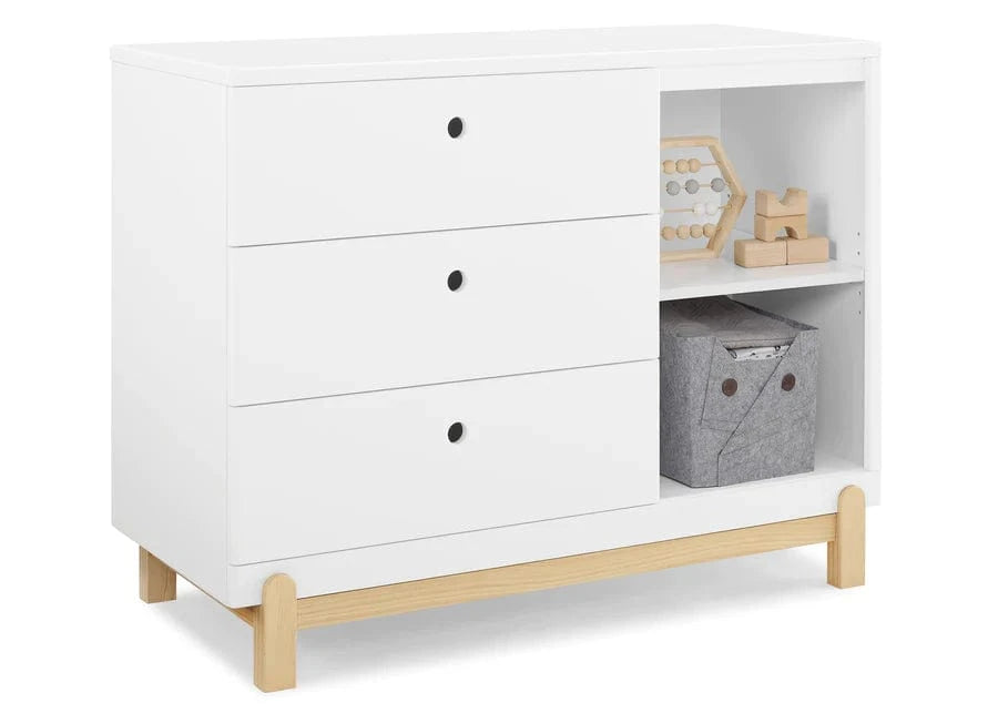 Delta Dressers Bianca White with Natural Delta Poppy 3 Drawer Dresser with Cubbies