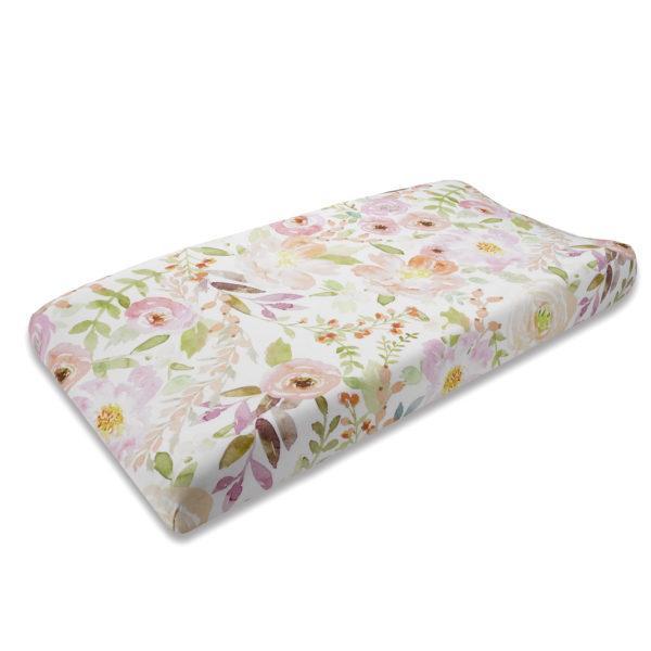 Liz & Roo Changing Pad Covers Liz & Roo Blush Watercolor Floral Changing Pad Cover