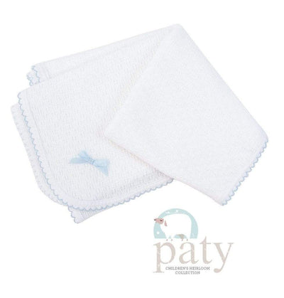 Paty Blankets Paty Receiving Blanket for Newborn - White with Blue Trim