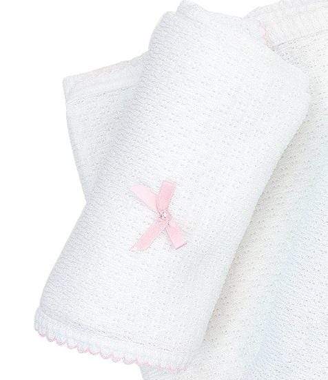 Paty Blankets Paty Receiving Blanket for Newborn - White with Pink Trim