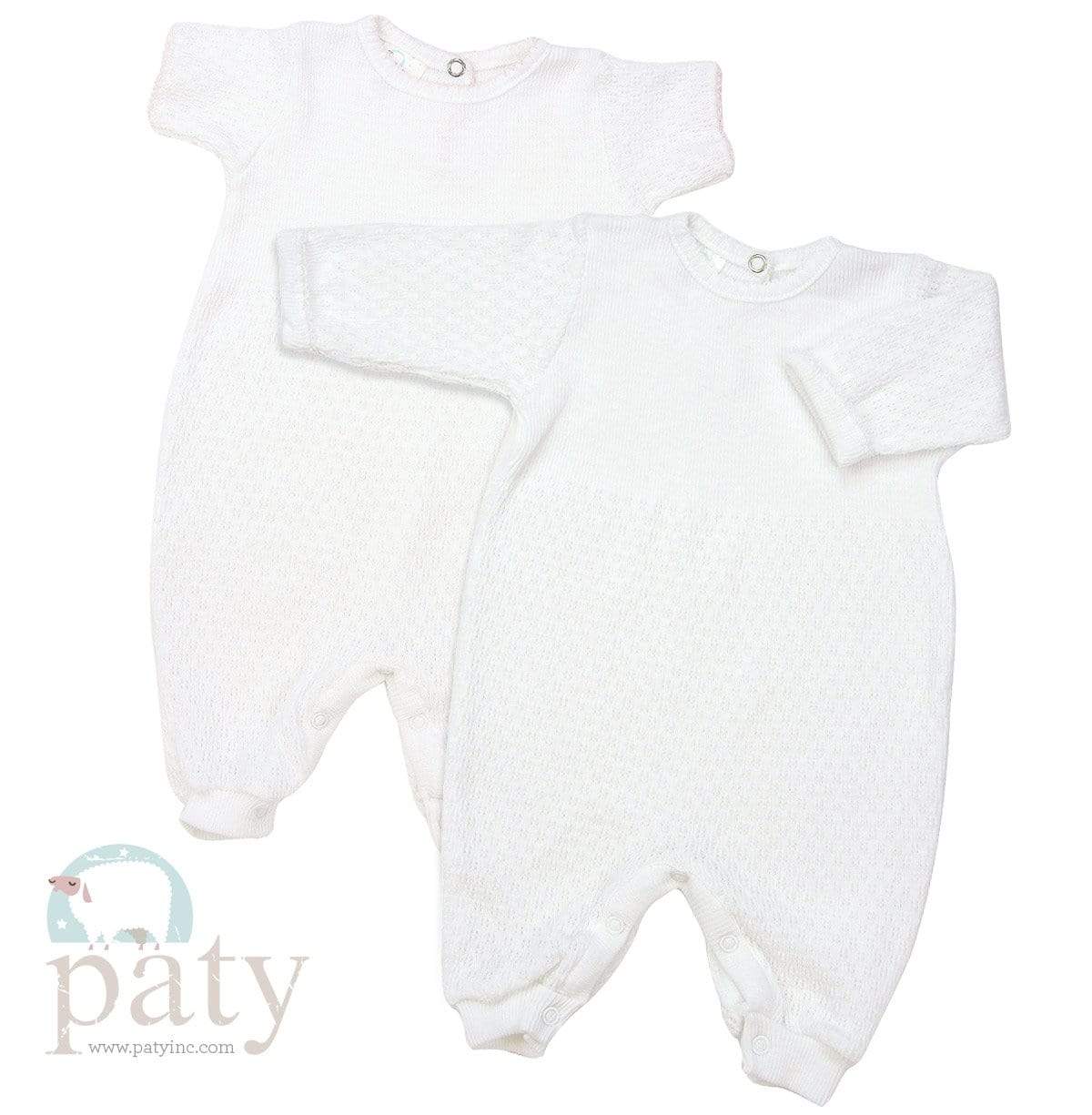 Paty Clothing - Infant Paty Short Sleeve Romper for Newborn - White with Blue Trim