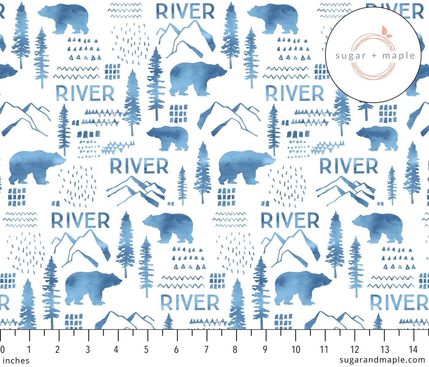 Sugar + Maple Personalized Blue Sugar + Maple Small Stretchy Blanket - Woodland Blue