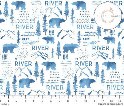 Sugar + Maple Personalized Blue Sugar + Maple Small Stretchy Blanket - Woodland Blue